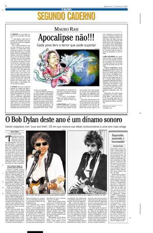 o globo 17 Sep 2001 supplement Bob Dylan front cover