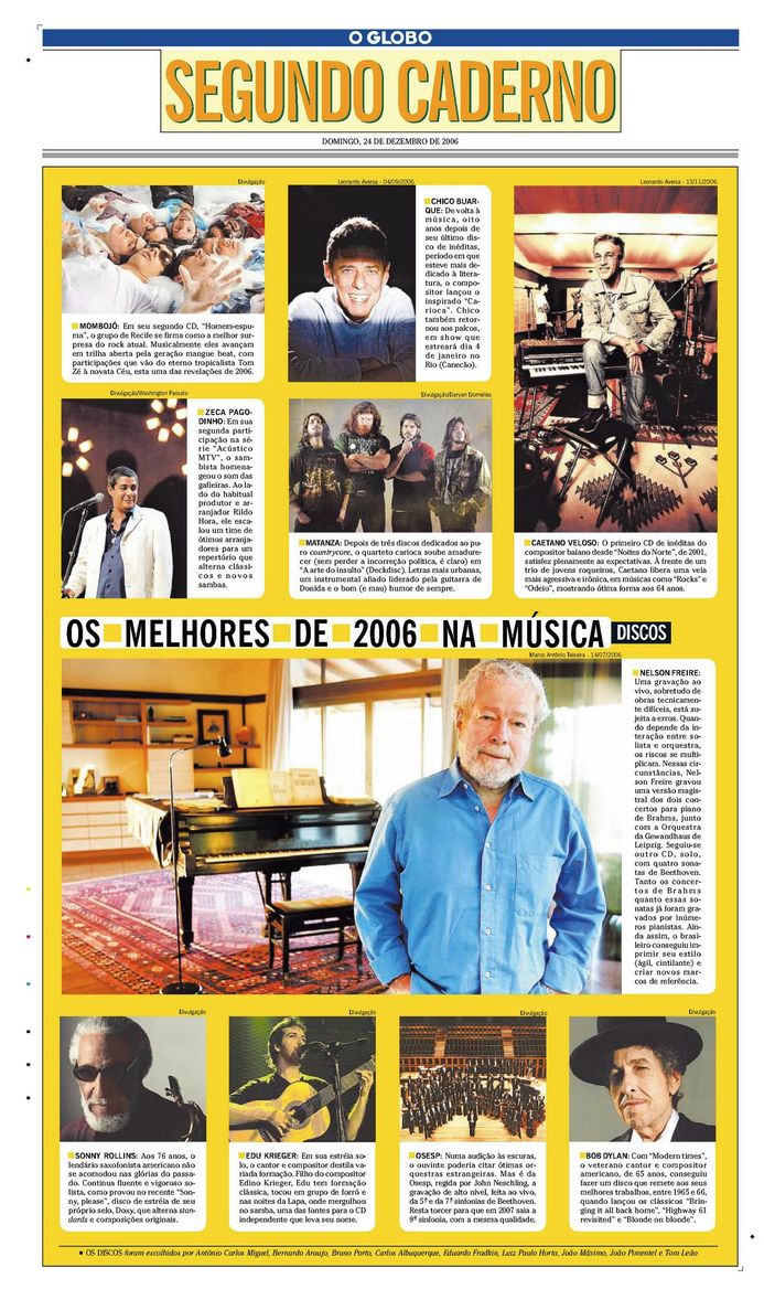 o globo 24 dec 2006 supplement Bob Dylan front cover