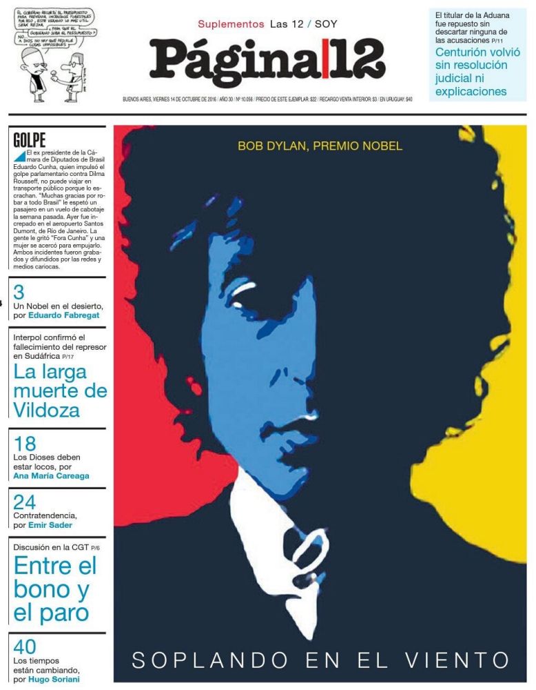 pagina 12 2016 10 magazine Bob Dylan front cover