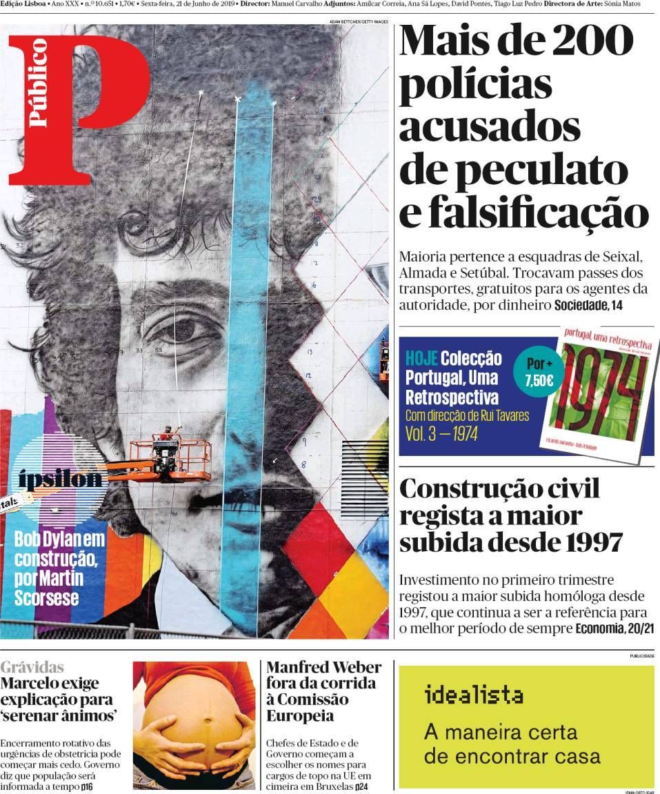 público portugal magazine 2019 Bob Dylan front cover