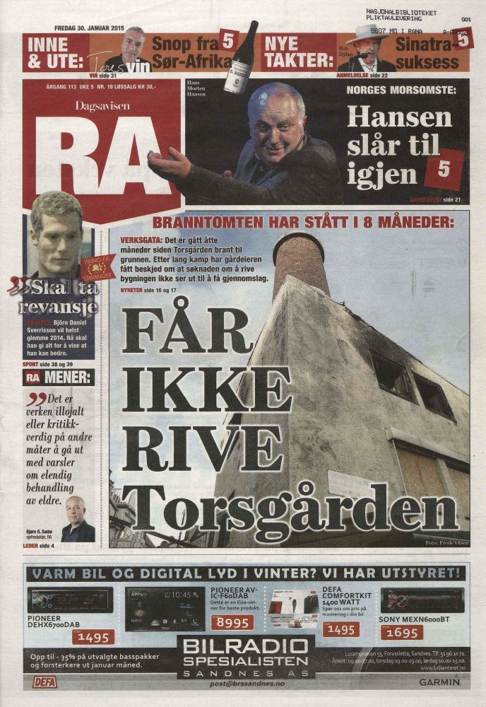 Rogalands Avis January 2015 Bob Dylan front cover