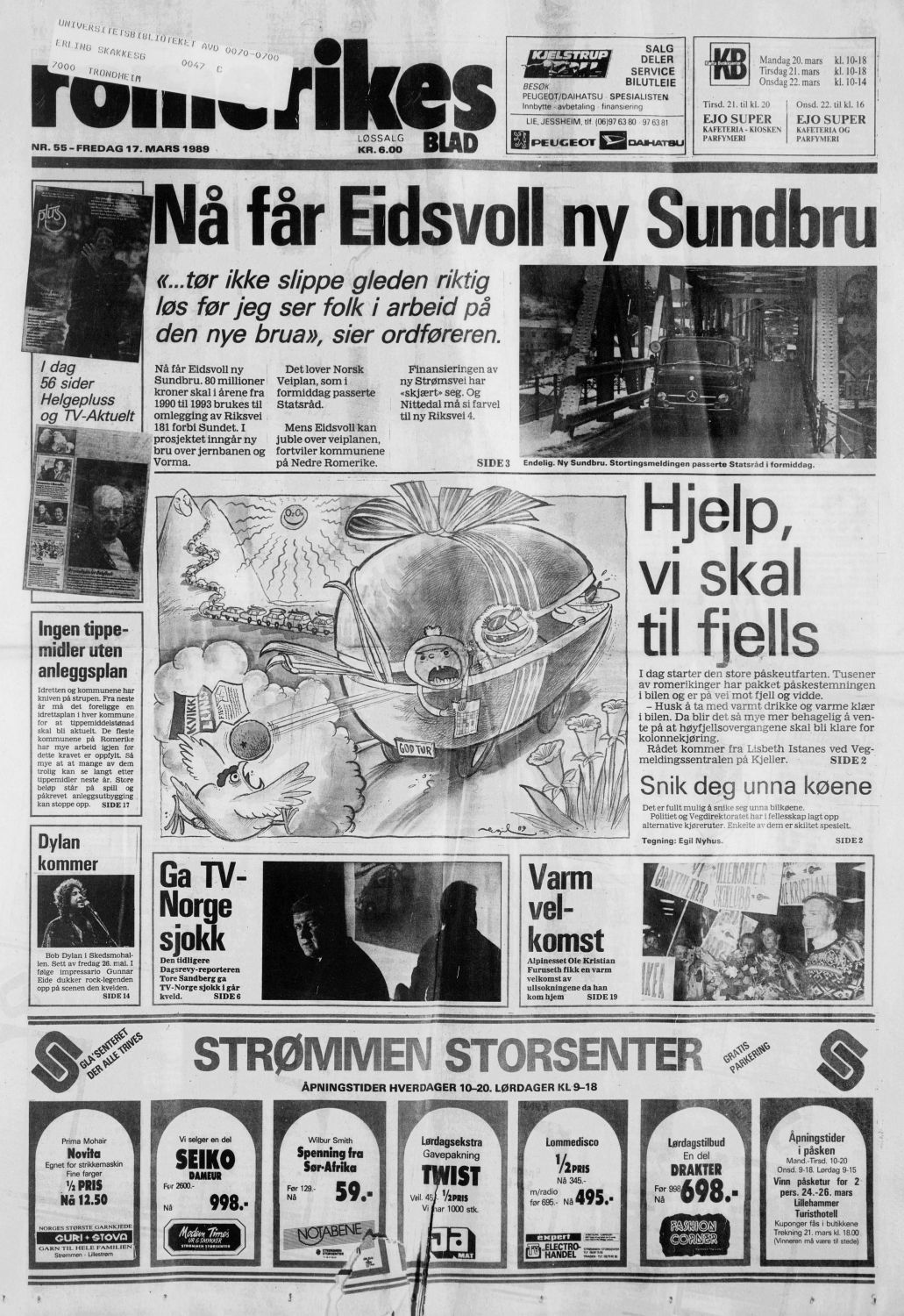 ROMERIKES BLAD Bob Dylan front cover
