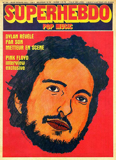 superhebdo magazine france March 1972 Bob Dylan front cover