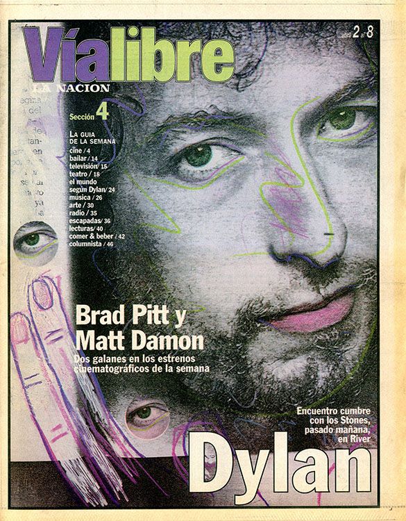 via libra la nacion 1998 magazine Bob Dylan front cover