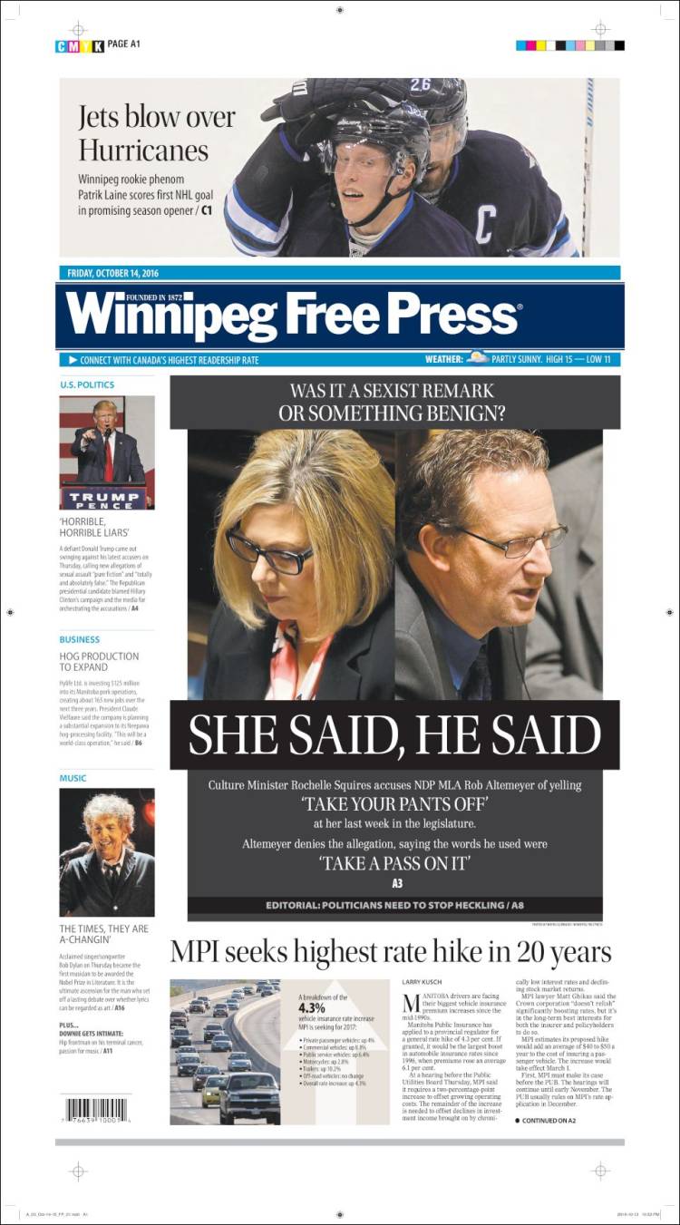Winnipeg Free Press magazine Bob Dylan front cover