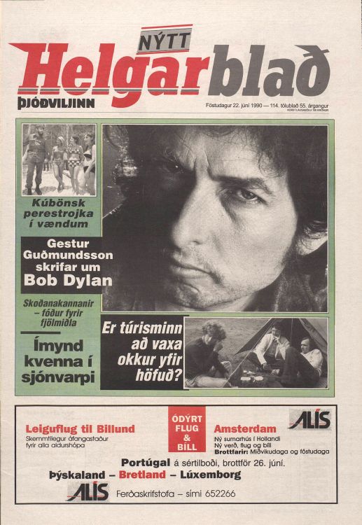 Þjóðviljinn iceland Bob Dylan front cover