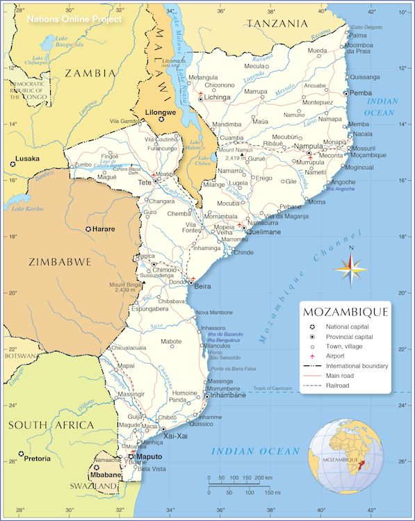 map of mozambique