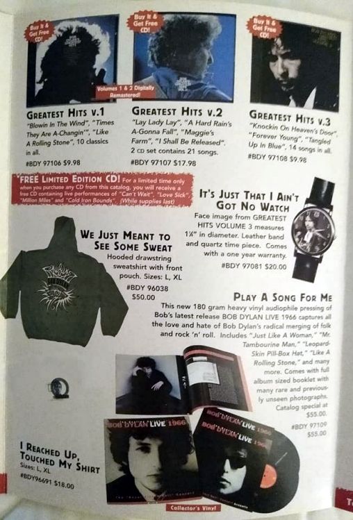 bob dylan official merchandising sales catalogue 1999-2