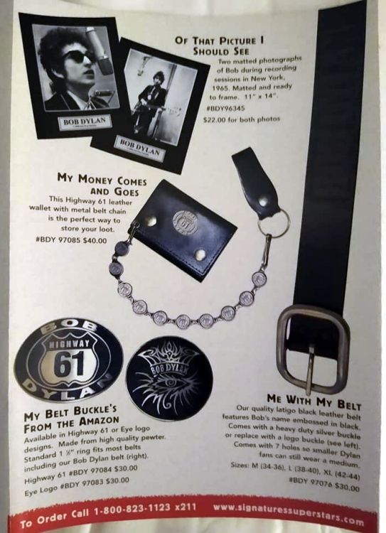 bob dylan official merchandising sales catalogue 1999-6