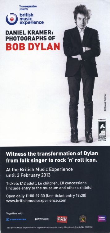 DANIEL KRAMER: PHOTOGRAPHS OF BOB DYLAN (London 2013) exhibition