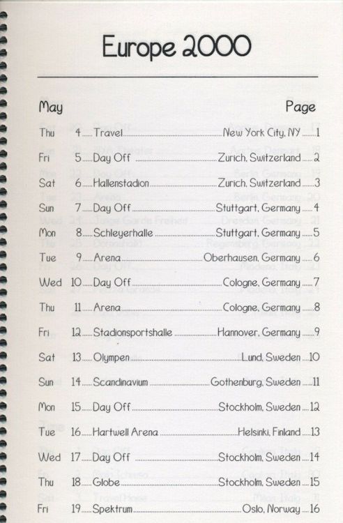 tour itineraries europe 2000 bob dylan page 1