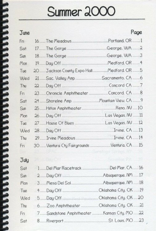 tour itineraries summer 2000 bob dylan page 1