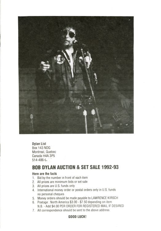 private Bob Dylan auctions