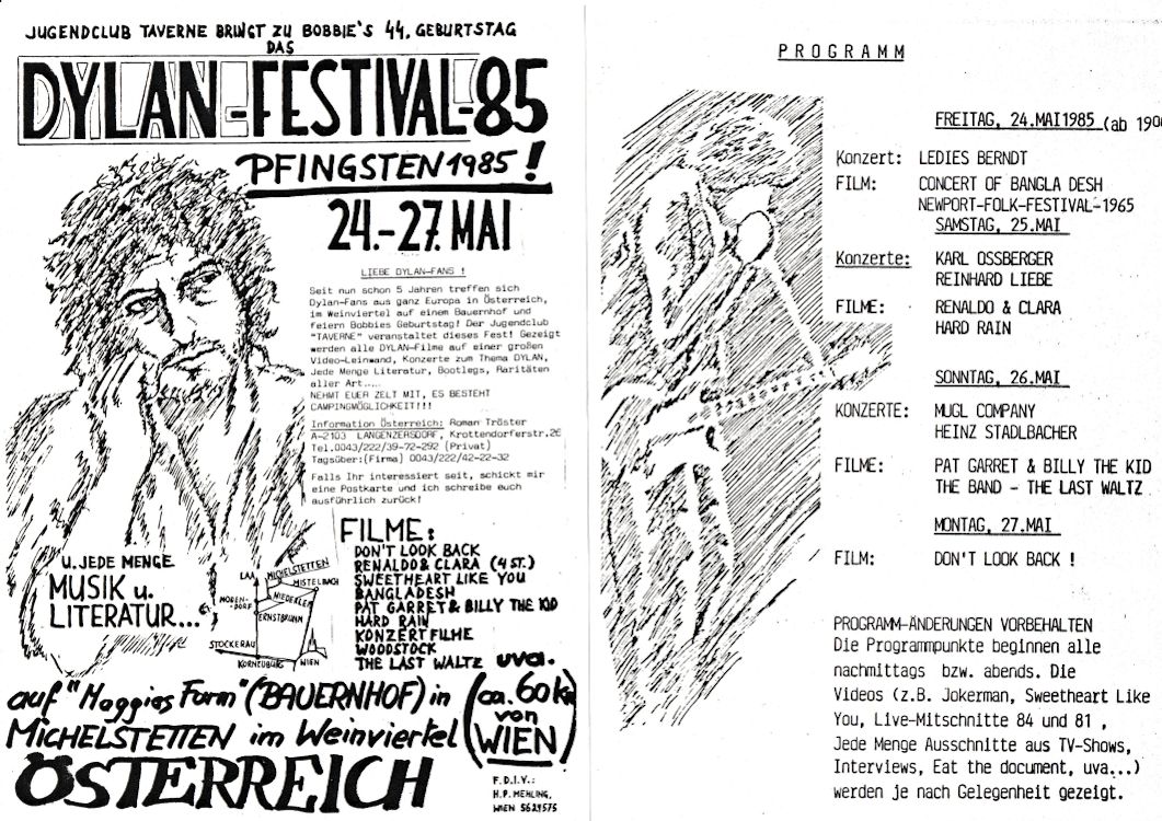 bob dylan convention michelstetten 1985 , austria