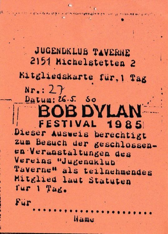 bob dylan convention michelstetten 26 05 1985 , austria