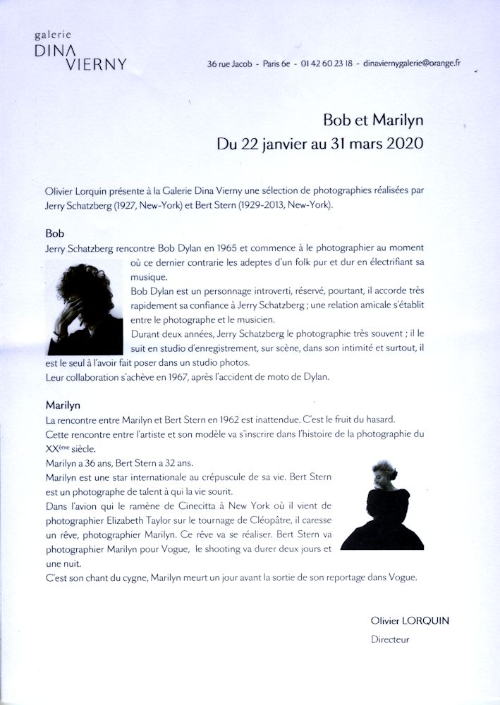 Bob et Marylin exhibition flyer