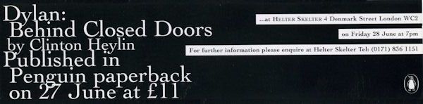bob dylan bookmark Behind Close Doors by Clinton Heylin