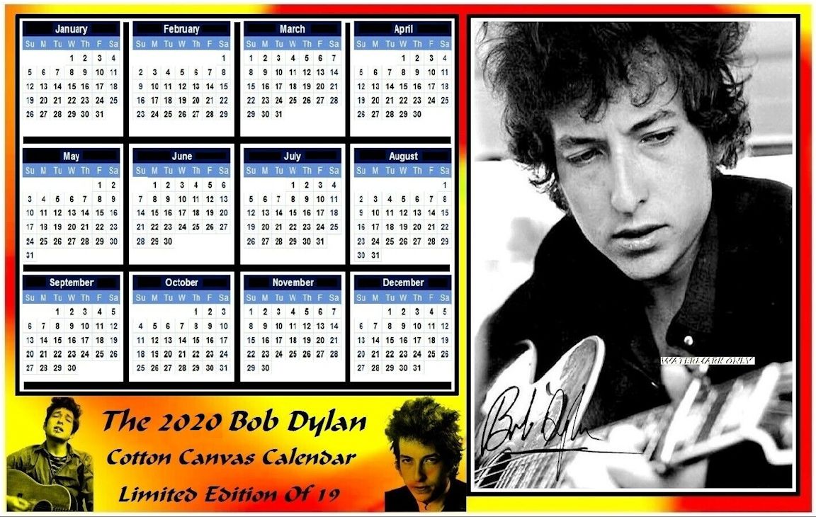 bob dylan 2020 cotton canvas calendar 1