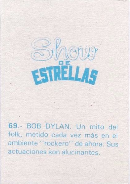 bob dylan spain 1980s trading card
