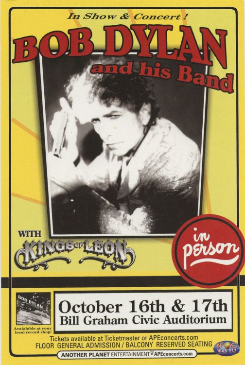 bob dylan san francisco 2006 flyer
