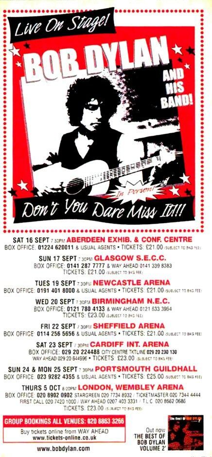 bob dylan uk 2000 flyer