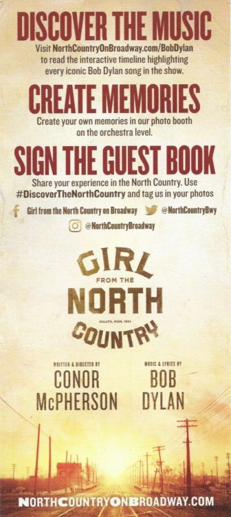 Bob Dylan Belasco theater Girl From The North Country flyerfront