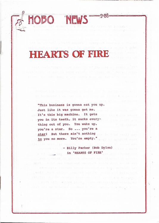 bob dylan hearts of fire hobo press