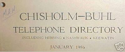 Hibbing telephone directory chisom 1956 detail