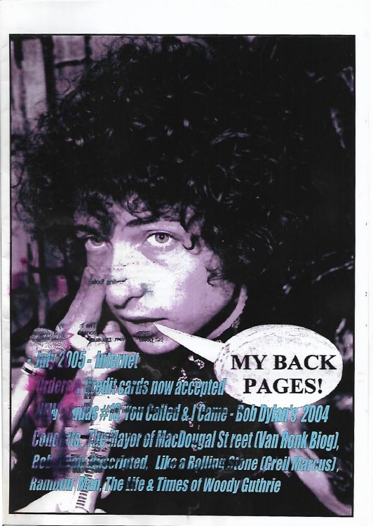 bob dylan My Back Pages catalogue july 2005