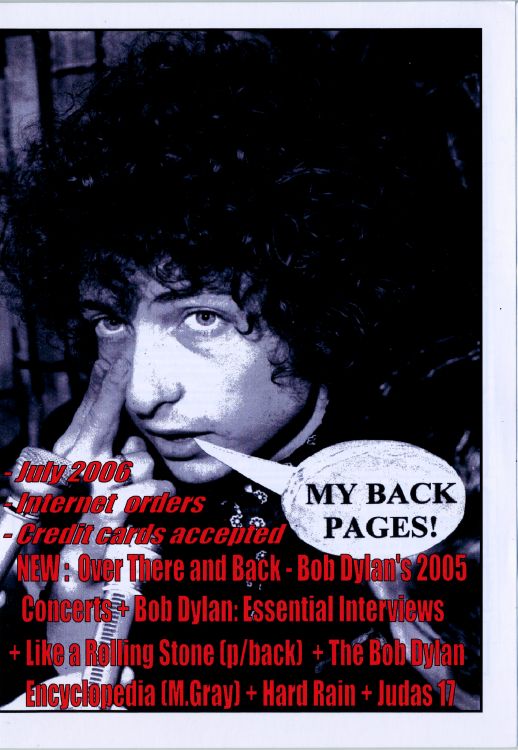 bob dylan My Back Pages catalogue july 2006