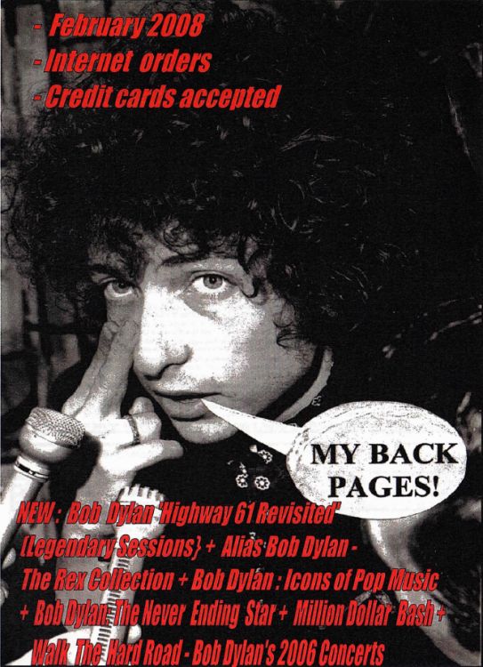 bob dylan My Back Pages catalogue february 2008