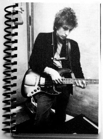 bob dylan with fender notebook