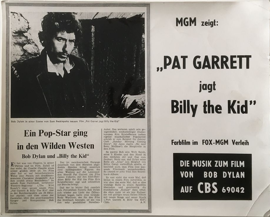 bob dylan Pat Garrett and Billy The Kid mgm germany