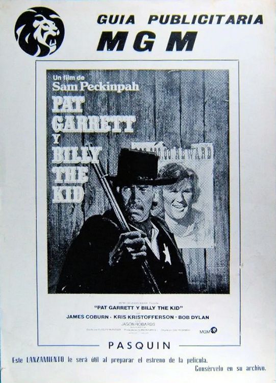 bob dylan Pat Garrett and Billy The Kid Sam Peckinpah film spain press kit