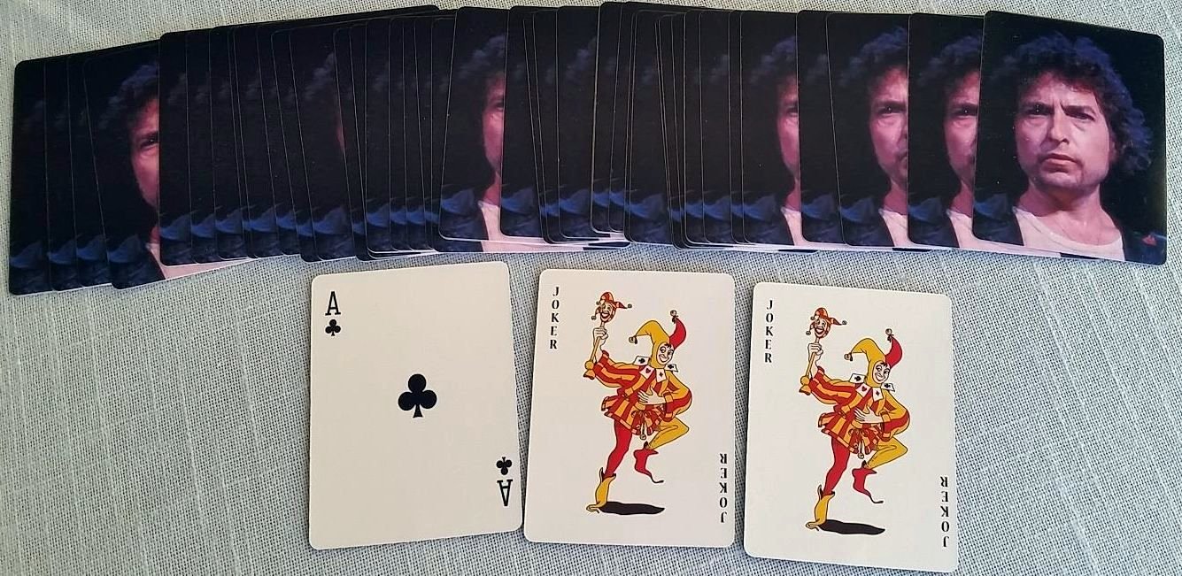 playing cards Bob Dylan image on the back of the cards
