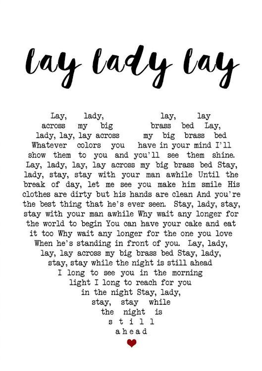 print lyric lay ladty lay