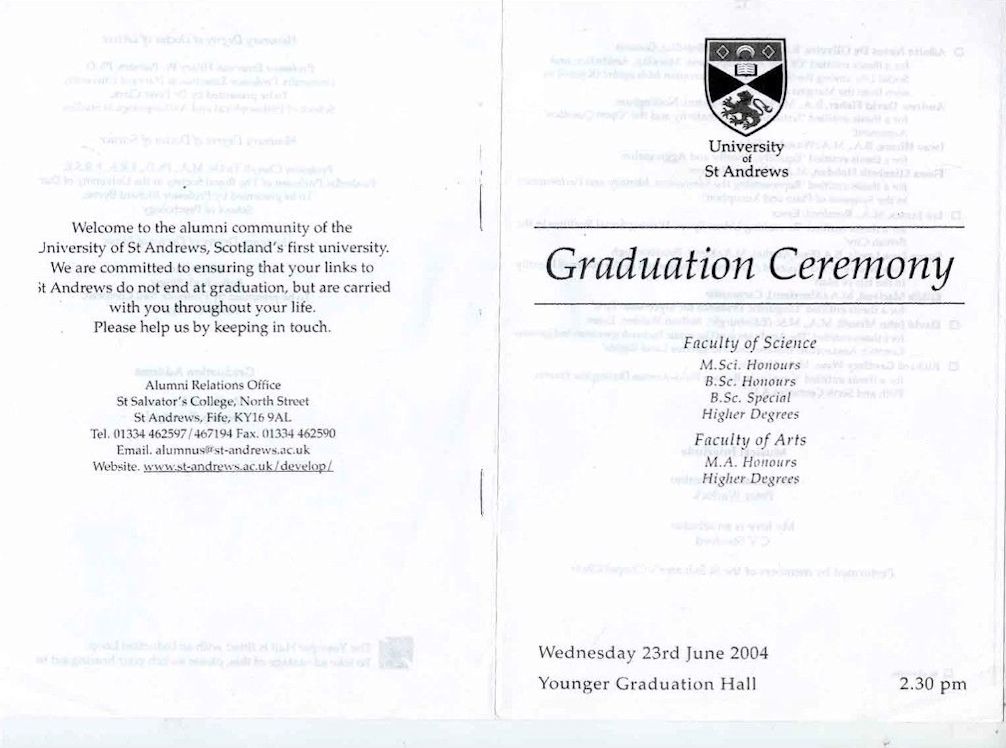 2004 Graduation ceremony, St Andrews 2004 -1