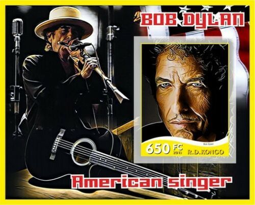 bob dylan République 
            Démocratique du Congo, 2019 american singer 6 stamp