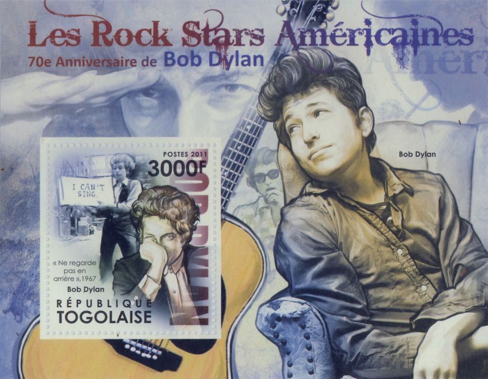 bob dylan République Togolaise, 2011: 'Les Rock Stars Américaines stamp