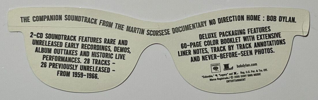 promotional glasses shaped stickers for 2005 No Direction Home movie