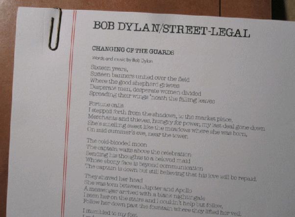 bob dylan street legal album files #3