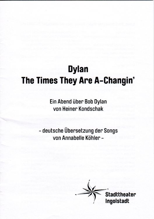 Bob Dylan theater the times they are a-changing Munich 2014 programme