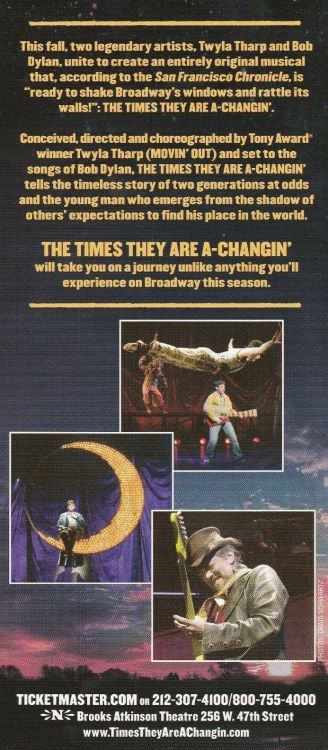 Bob Dylan theater the times they are a-changing flyer