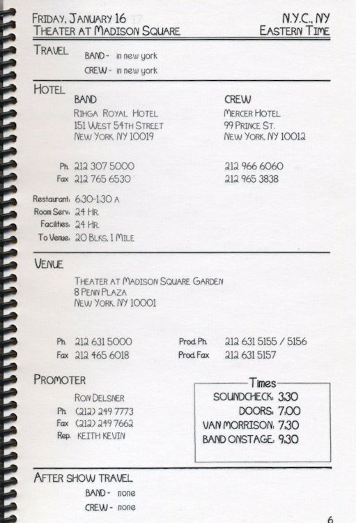 tour itineraries winter 1998 page 2 bob dylan