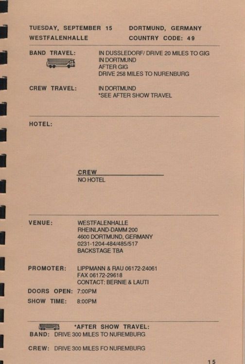 tour itineraries Europe 1987 bob dylan page 2