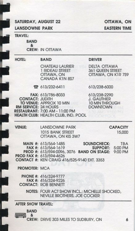tour itineraries late summer 1992 bob dylan page 2