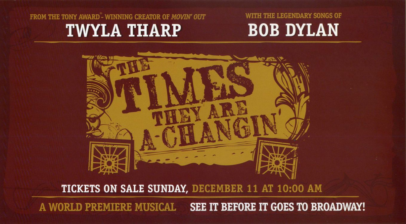 Bob Dylan theater the times they are a-changing card