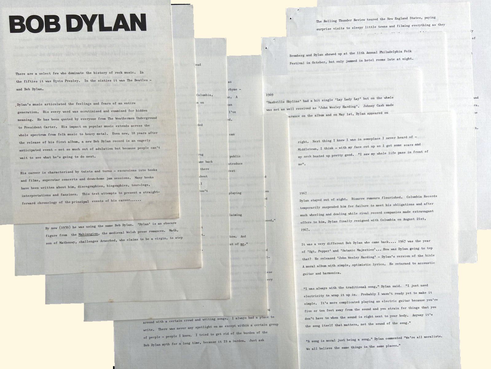 bob dylan uk 1978 press kit