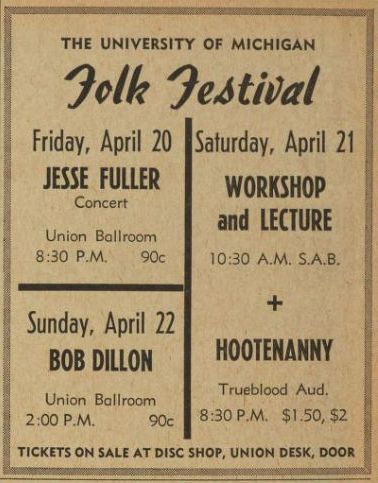 U of M Folk Festival 1962 handbill