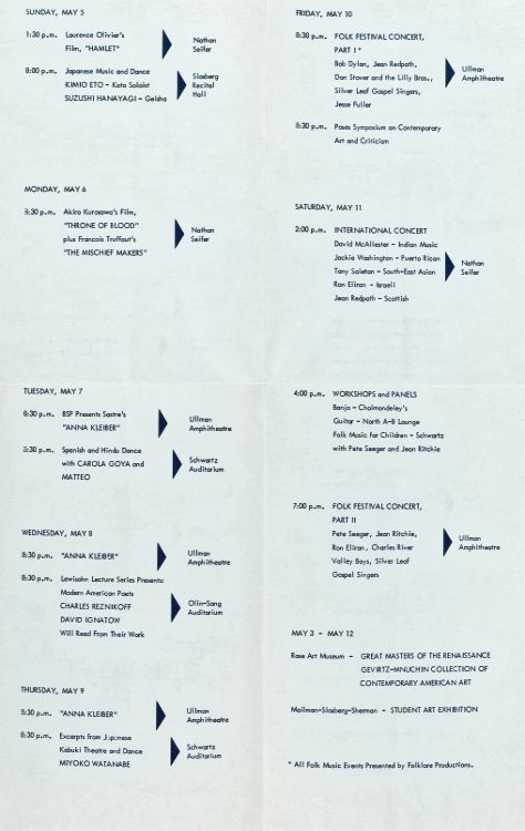 Bob Dylan 1963 Brandeis University Programme